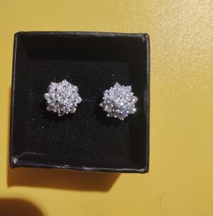 Elegant Silver Synthetic diamonds stud